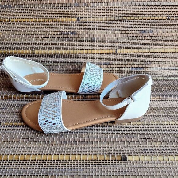 Girls Annie Crystal Studded Ankle Strap Sandals Size 3 - Picture 6 of 12